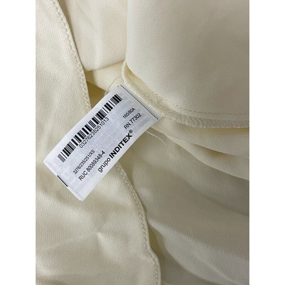 Zara Womens Long Kaftan Dress XS Oyster White V-Neck Drawstring 3276/235 NWT - Picture 8 of 15